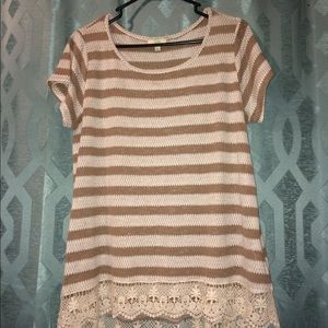 Tan and white Blouse